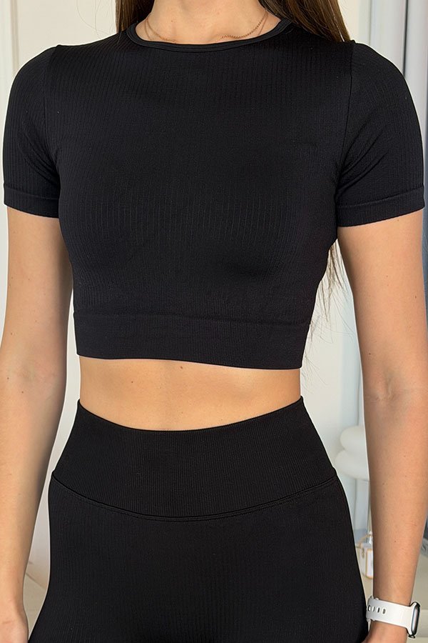 Безшовна футболка у рубчик оптом KOLGOTOFF Crop T-Shirt DEFINE RIBBED LUXE