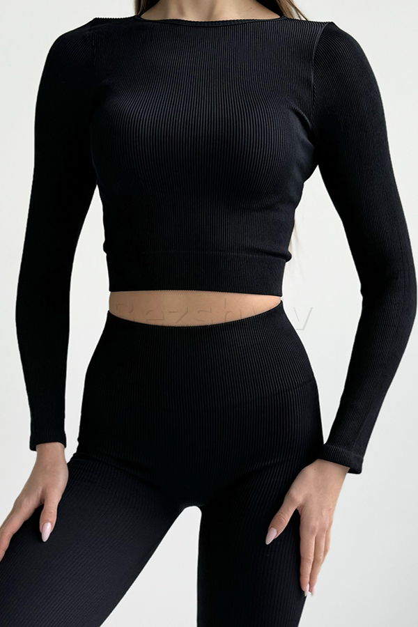 Безшовна кофта у рубчик оптом KOLGOTOFF Crop Top RIBBED