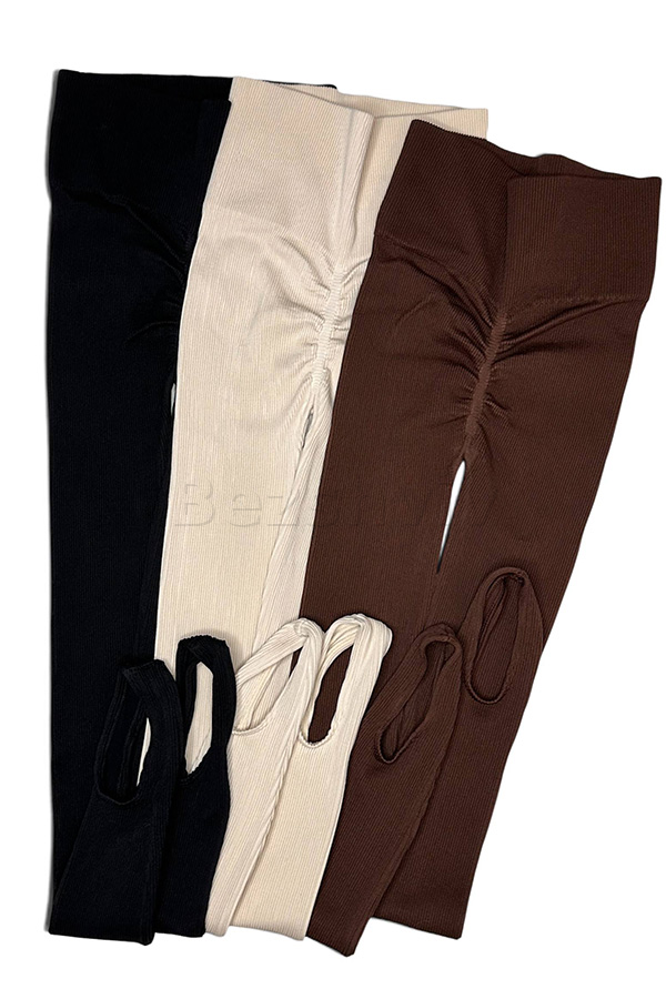 Леггинсы бесшовные в рубчик со штрипками оптом KOLGOTOFF Leggings RIBBED STRAPS push-up