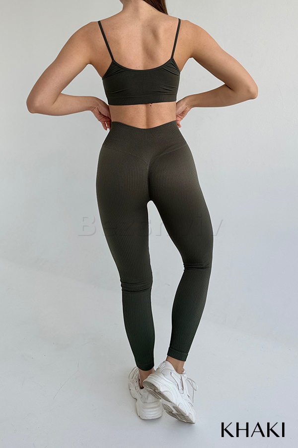 Легінси безшовні в рубчик з пуш-ап оптом GIULIA Leggings RIB