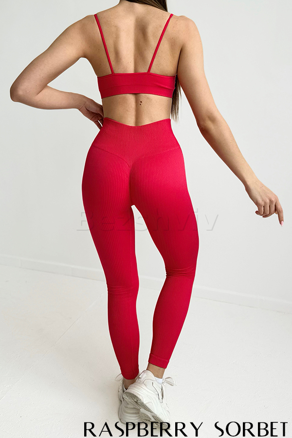 Легінси безшовні в рубчик з пуш-ап оптом GIULIA Leggings RIB