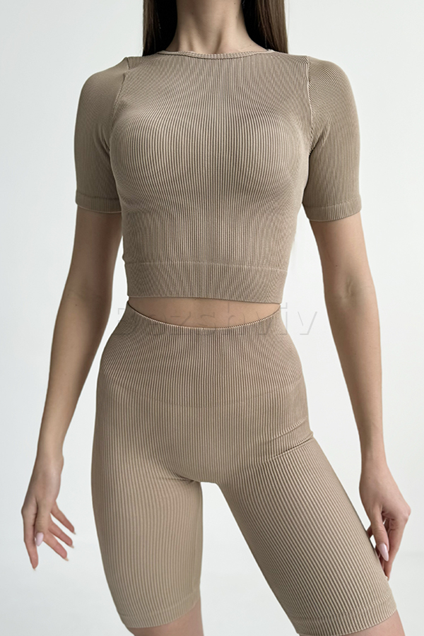 Жіноча футболка у рубчик оптом KOLGOTOFF Crop T-Shirt RIBBED